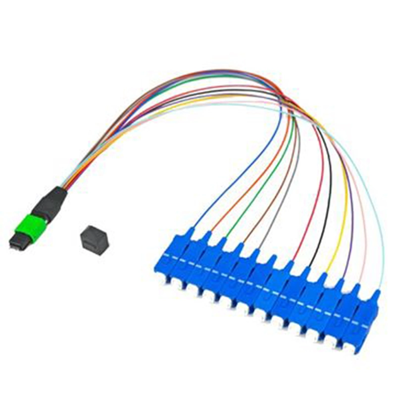 Single Mode OS2 0.9mm MPO MTP to LC Sc Fiber Optic Breakout Fanout Distribution Cable