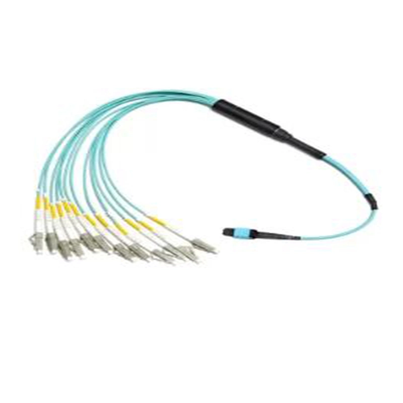 Om4 24 Core MPO MTP-LC Fiber Optic Cord 0.9mm Fanout Low Insertion Loss Polarity B Key up-Key up Trunk Fiber Optic Cable