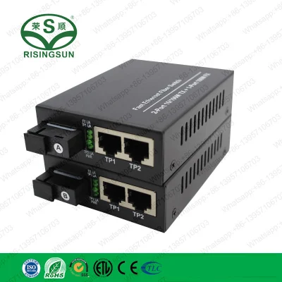 FTTH 2 4 Port 10 100 1000 Sc Ethernet Dual Fiber Optic to RJ45 Media Converter