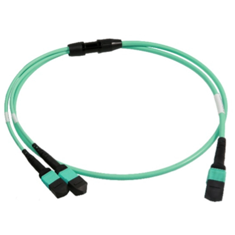 MTP 24 Core Fiber Optic Patch Cord MPO Trunk Cable Om3 Om4 Aqua Color MPO/MTP Female Patchcord with MPO Connector