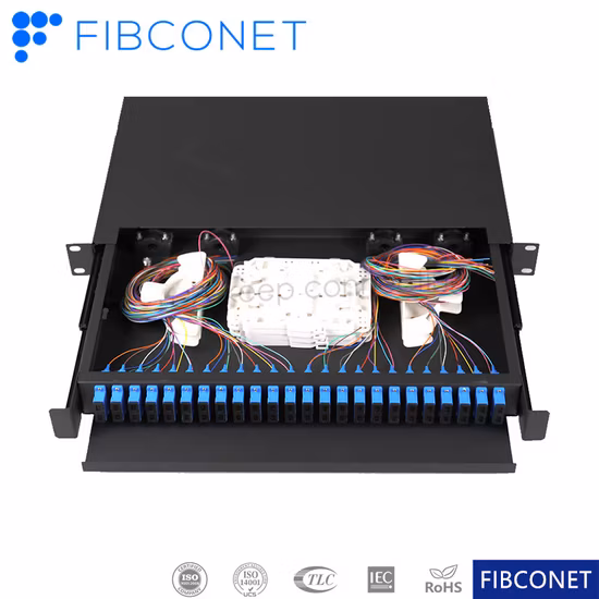 ODF Distribution Frame Unit Box LC12 Cores 19 Inch Rack Mount Fiber Optic Patch Panel